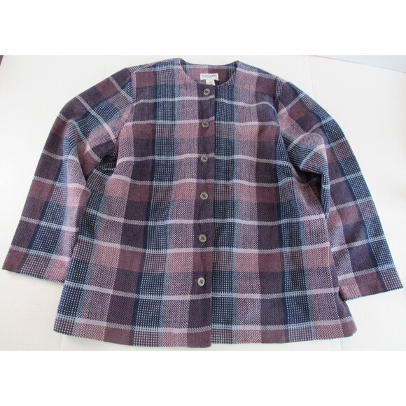 Alfred Dunner Tops - Womens Alfred Dunner Lined Purple/Pink/Blue Plaid Button Blazer Jacket Size 20W